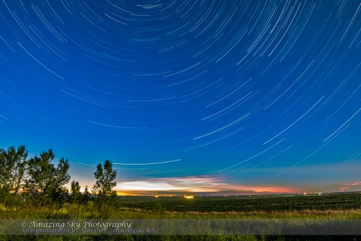 Star Trails and Noctilucent Clouds (Lighten Stack)