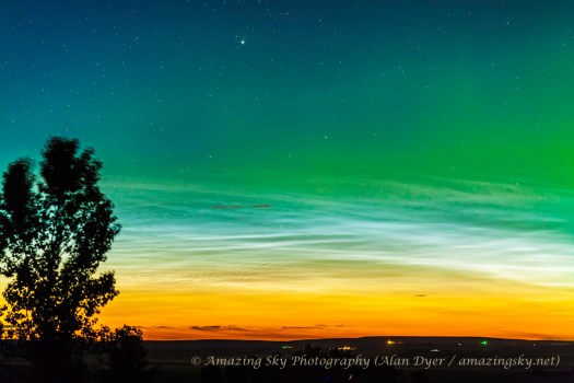 Northern Lights and Noctilucent Clouds (135mm #1) (June 9, 2013)