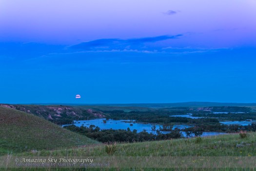 Supermoon Rise over Floodwaters of Bow River (June 23, 2013)