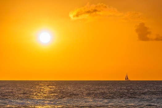 Sunset & Sailing Boat from Barbados
