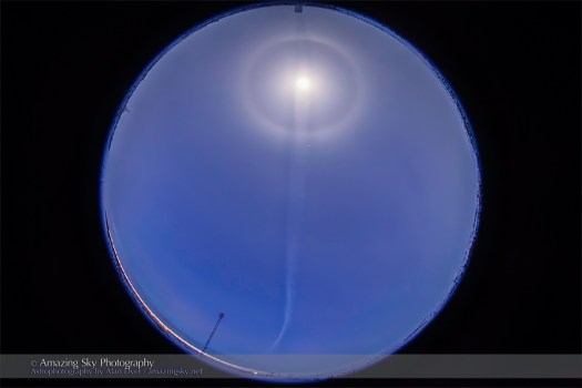Lunar Halo & Contrail from CNSC Dome (Feb 9, 2014)