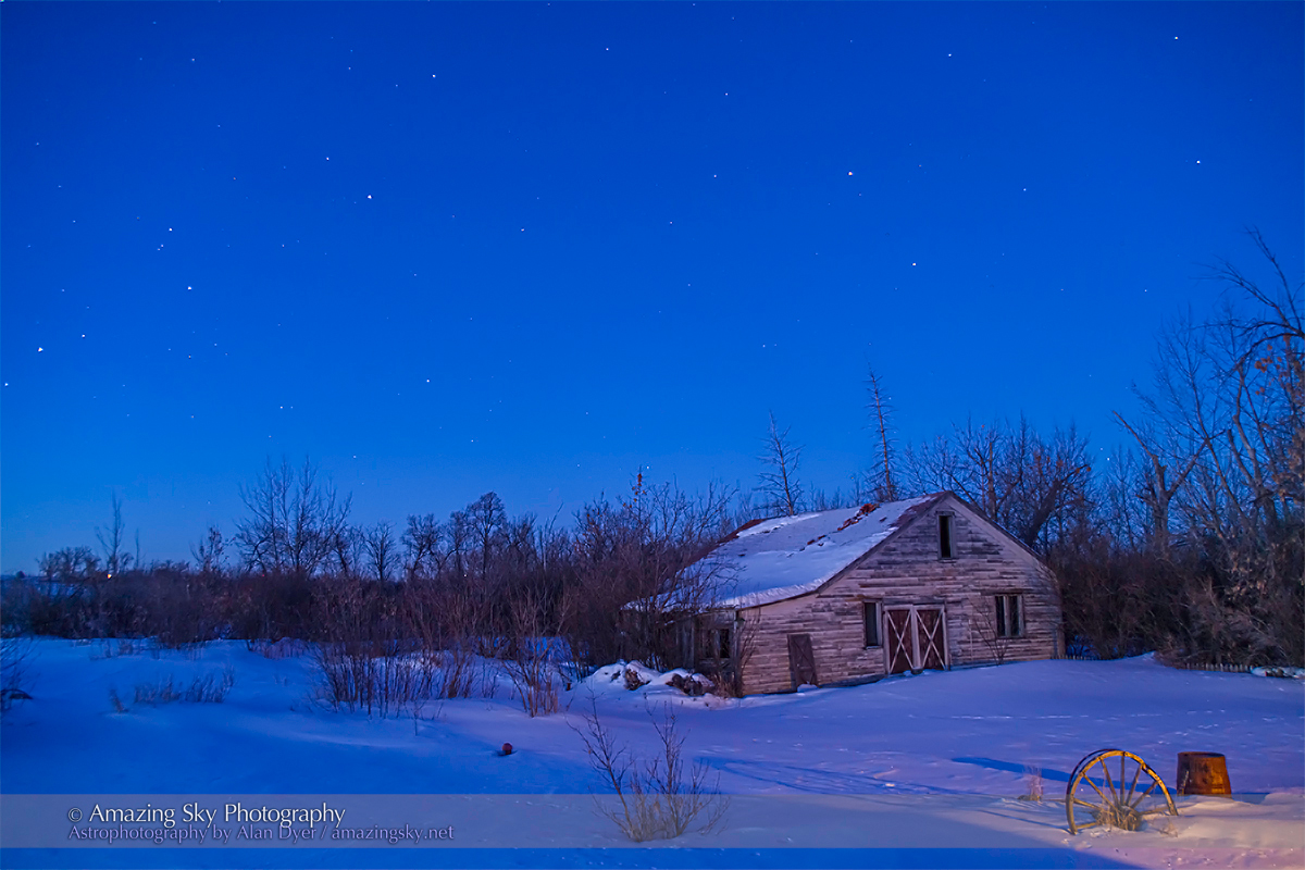 Mars and Saturn in the Winter Dawn (Feb 26, 2014)