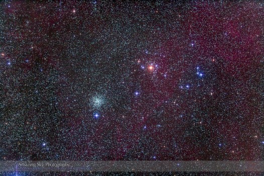 NGC 2477 and NGC 2451 in Puppis (77mm 5DII)