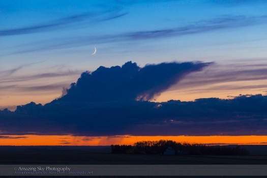 Thin Crescent Moon in Evening Twilight