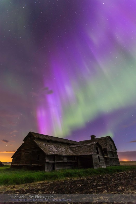 Purple Aurora over Old Barn #1 (June 7-8, 2014)