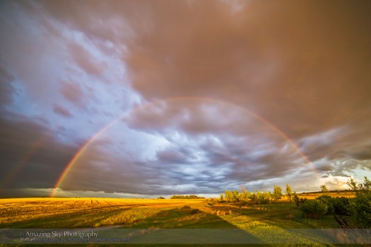 Rainbow over Prairie Field (Wide-Angle)