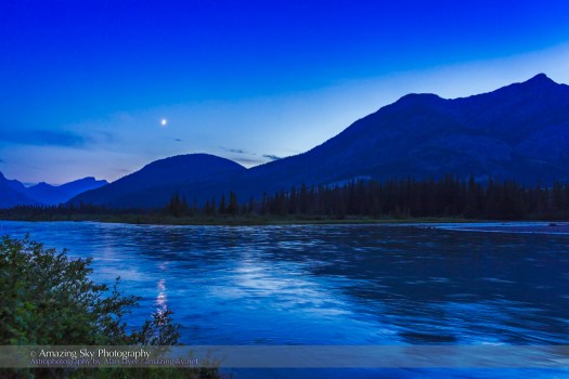 Crescent Moon over the Bow River