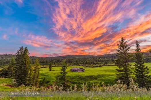 Log Cabin at Sunset