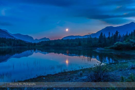 Moon over Middle Lake HDR