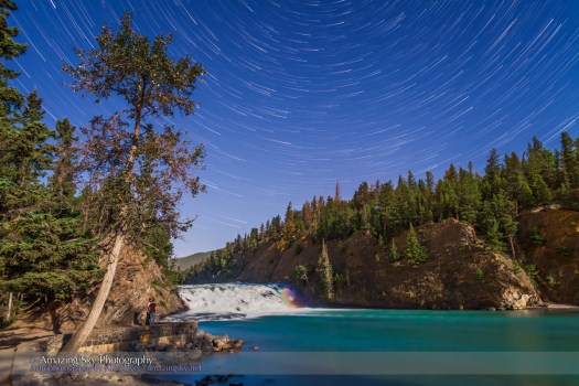 Star Trails & Moonbow over Bow Falls