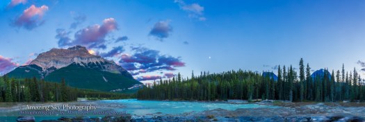 Mt Kerkeslin & Athabasca River at Twilight