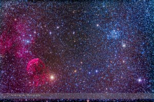 Supernova Remnant & Star Cluster in Gemini
