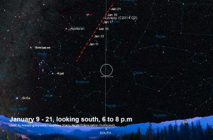 Comet Lovejoy near Pleiades