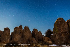 Orion & Comet Lovejoy over City of Rocks