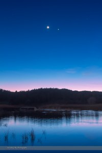 Moon and Venus Meet Over Pond