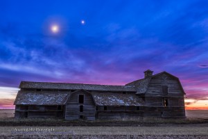 Moon & Venus over Old Barn
