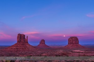 Moonrise Behind the Mittens at Monument Valley (#2)