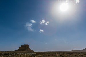 Sun over Fajada Butte at Chaco Canyon