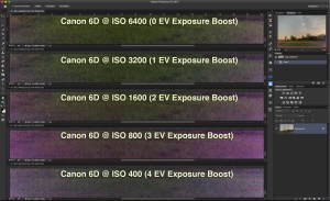 Canon 6D - Comparing ISO Invariancy from ISO 6400 to 400 (Nightscape)