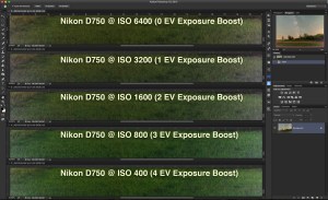 Nikon D750 - Comparing ISO Invariancy from ISO 6400 to 400 (Nightscape)