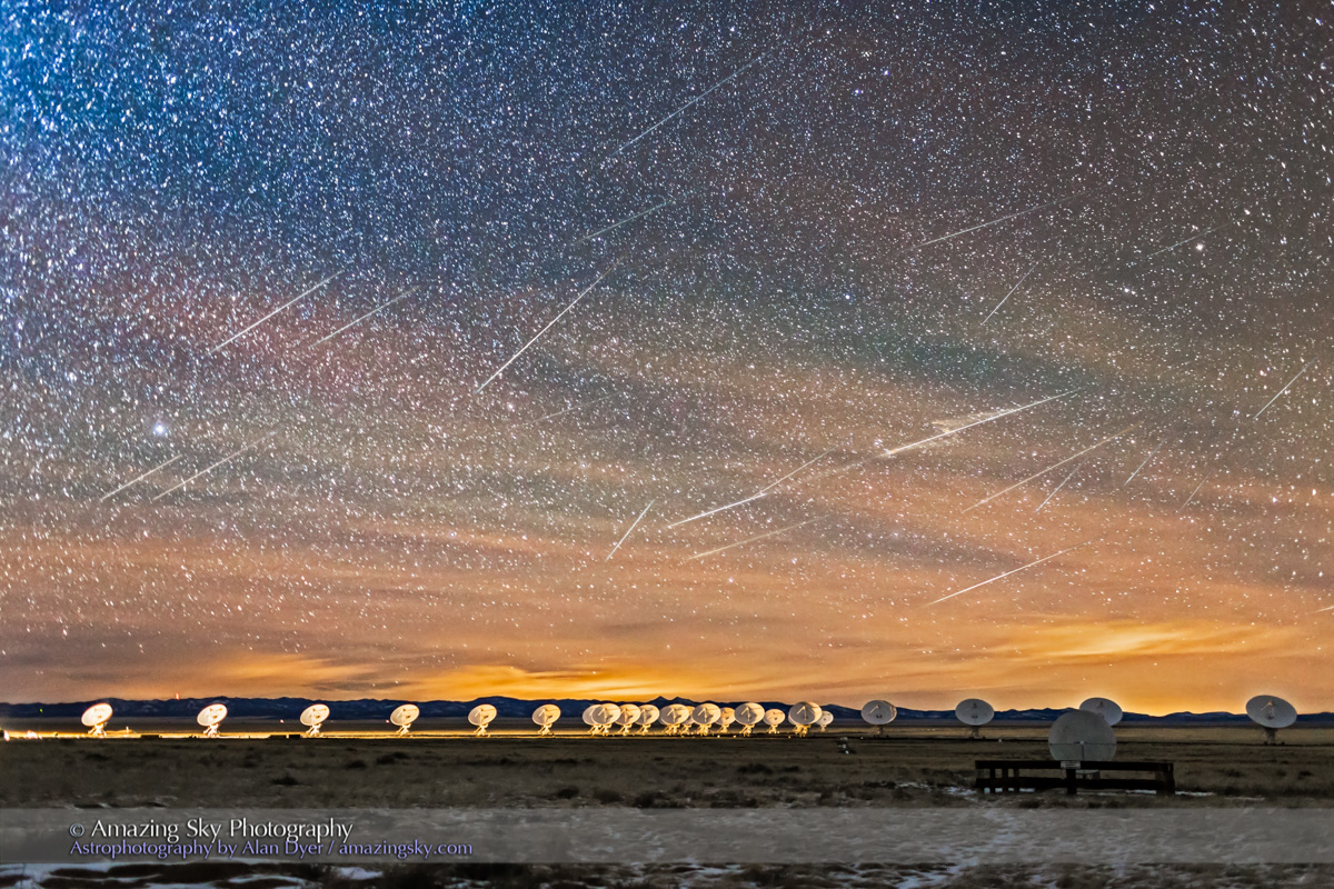 Raining Meteors over the VLA Dishes