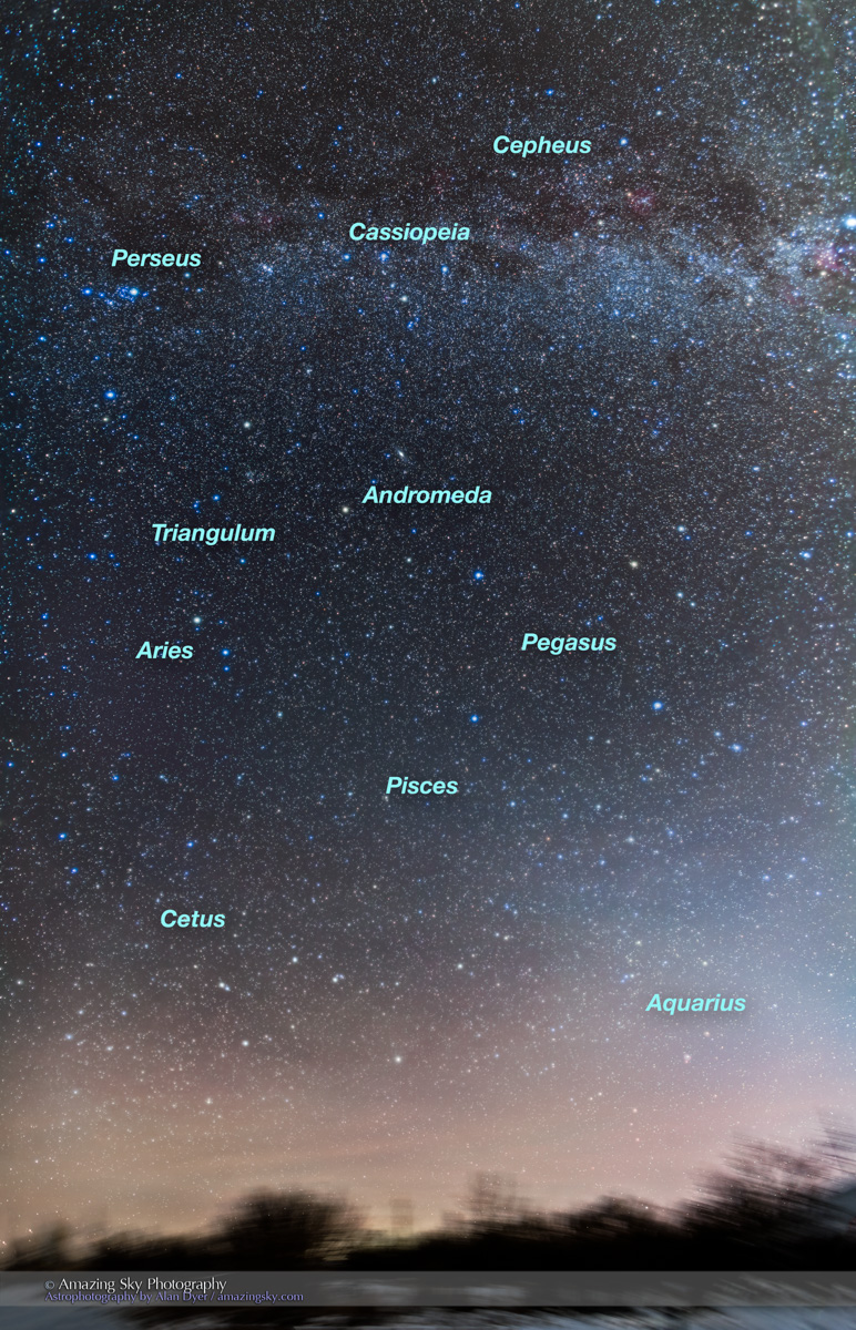 Mosaic of the Northern Autumn Constellations (with Labels)