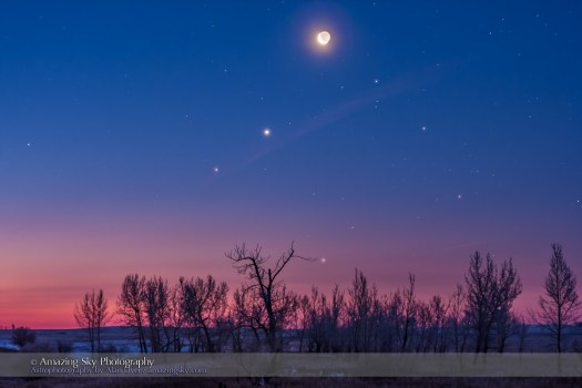 Waning Moon with Venus &amp; Saturn in Twilight (Jan 6, 2016)