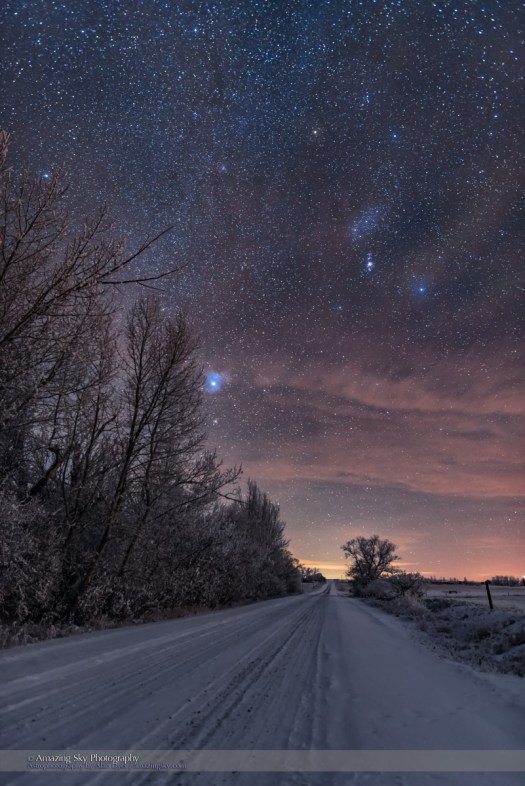 Orion Down the Snowy Road