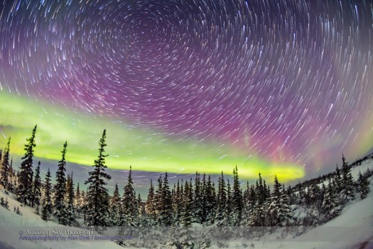 Circumpolar Star Trails and Aurora (Feb 9, 2016)