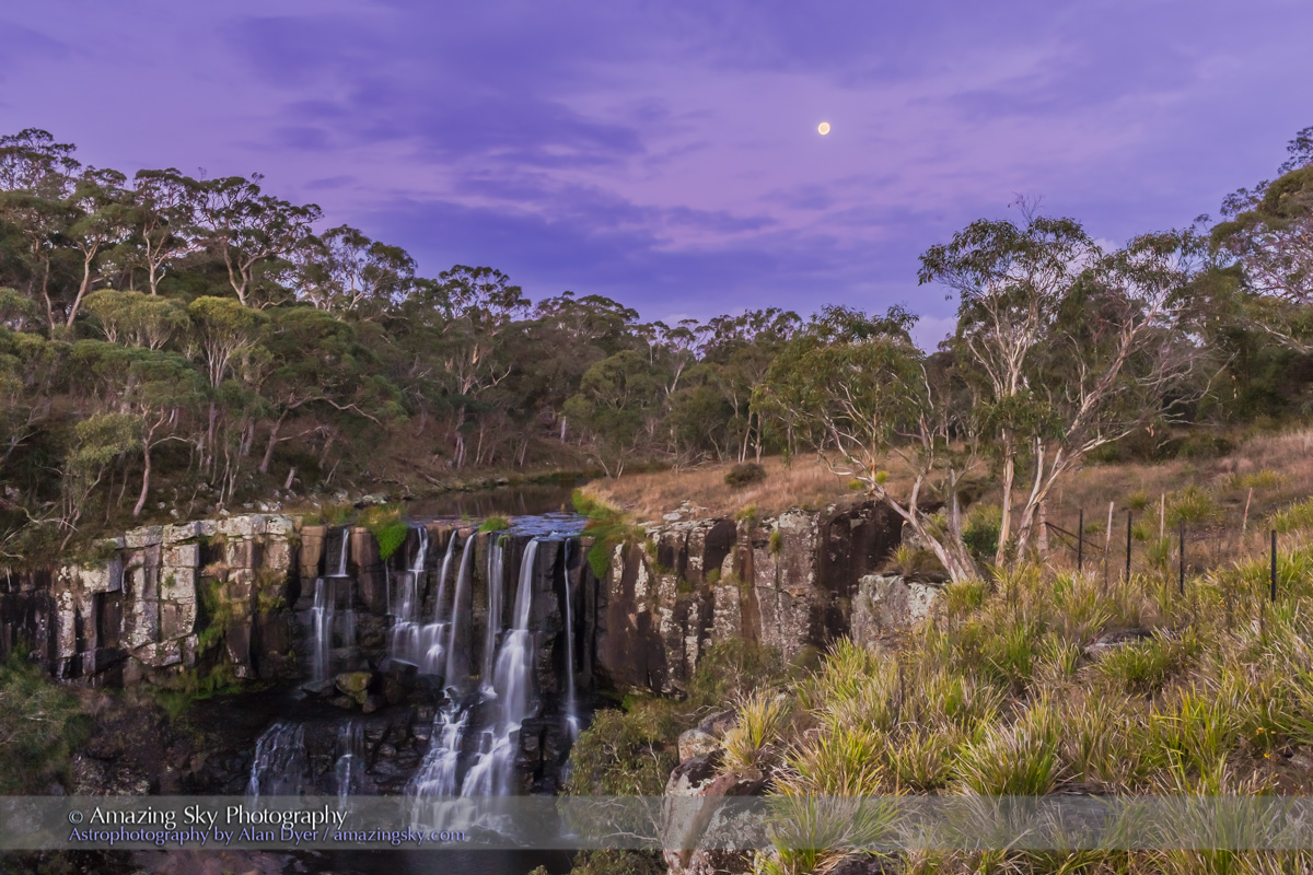 Gibbous Moon Over Upper Ebor Falls