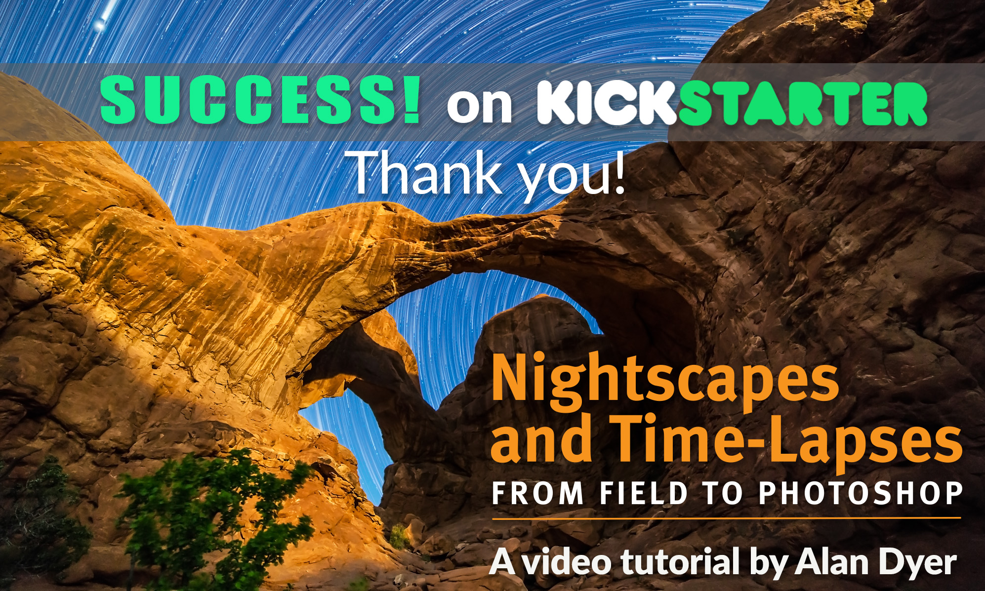 Star Trails Behind Double Arch