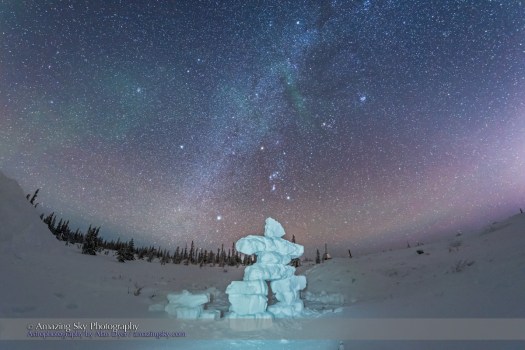 Orion over Snow Inukshuk