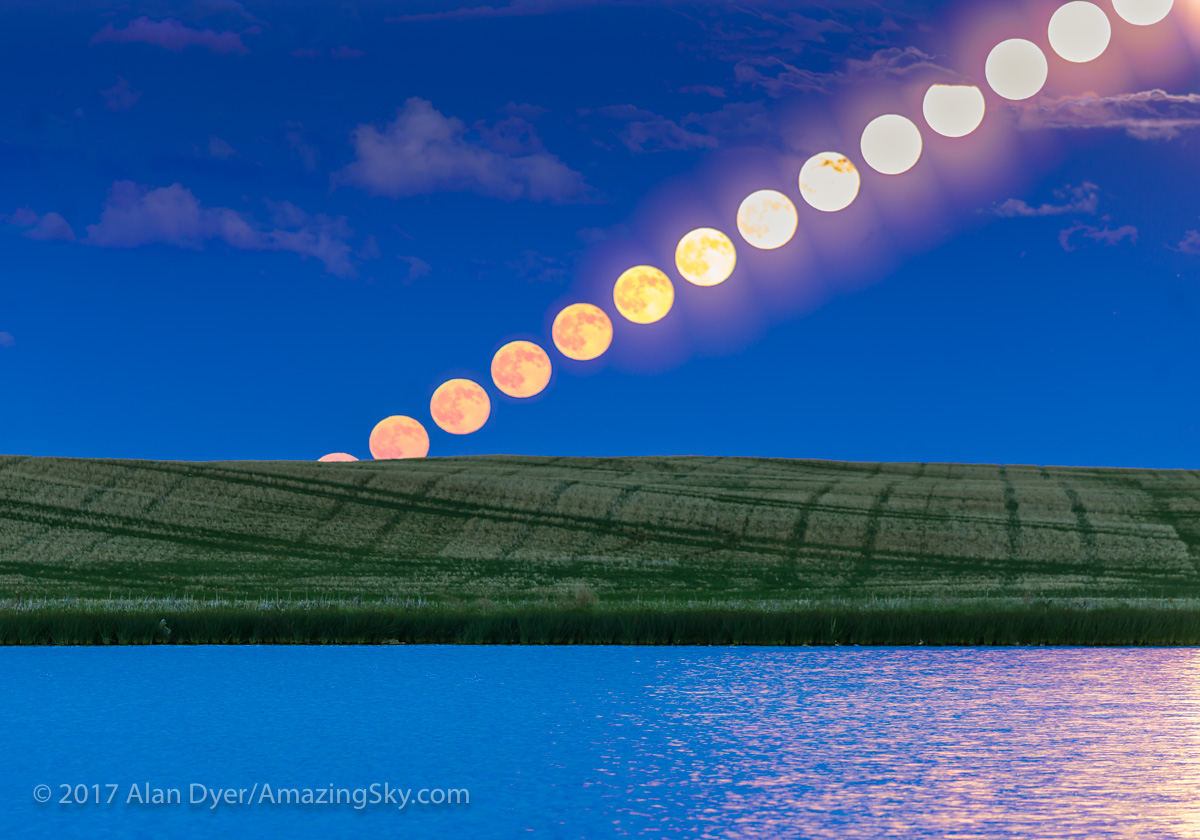 The Rising Strawberry Moon of June 9, 2017 (Composite)