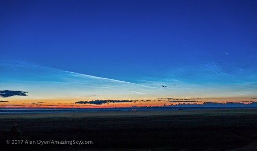 Noctilucent Clouds at Dawn with the Moon and Venus