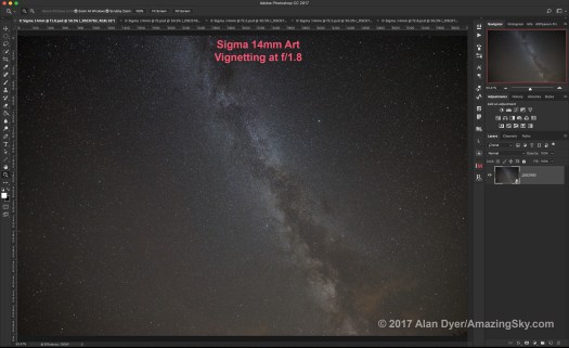 Sigma 14mm Vignetting at f1.8