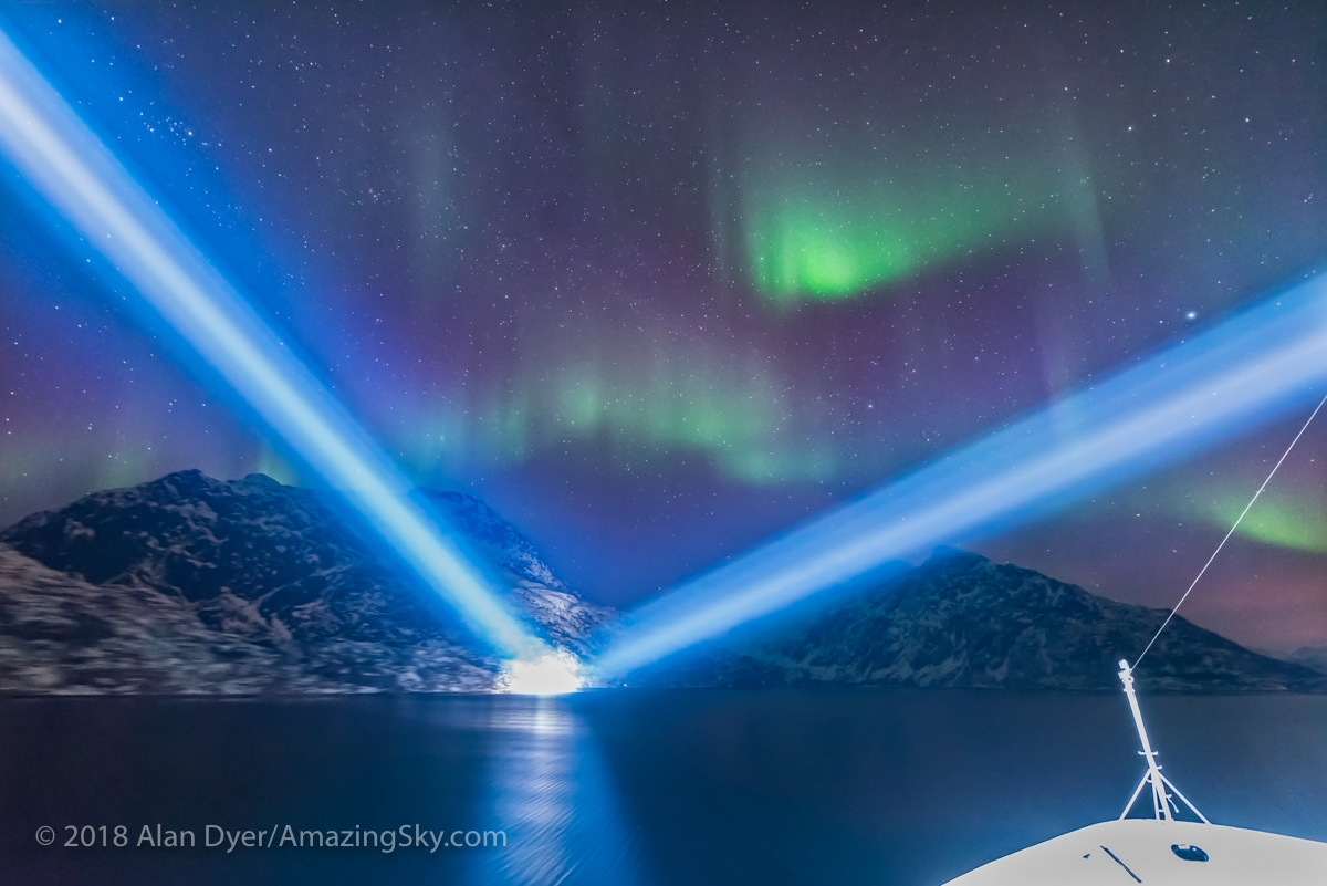 Entering Trollfjorden with Searchlights