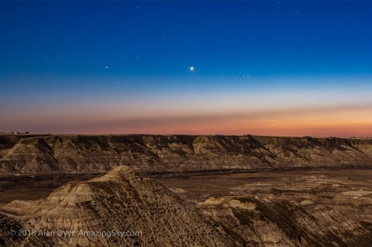 Venus, Pleiades and Hyades in Twilight