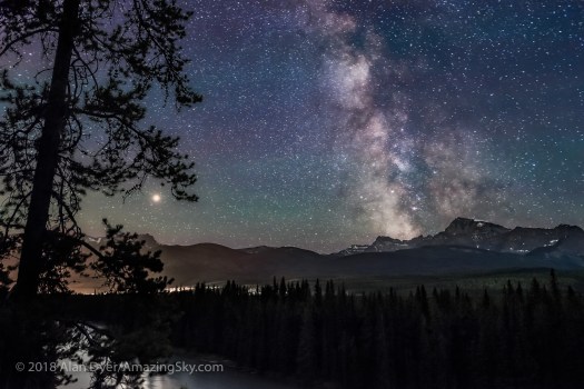 The Milky Way and Mars over Storm Mountain
