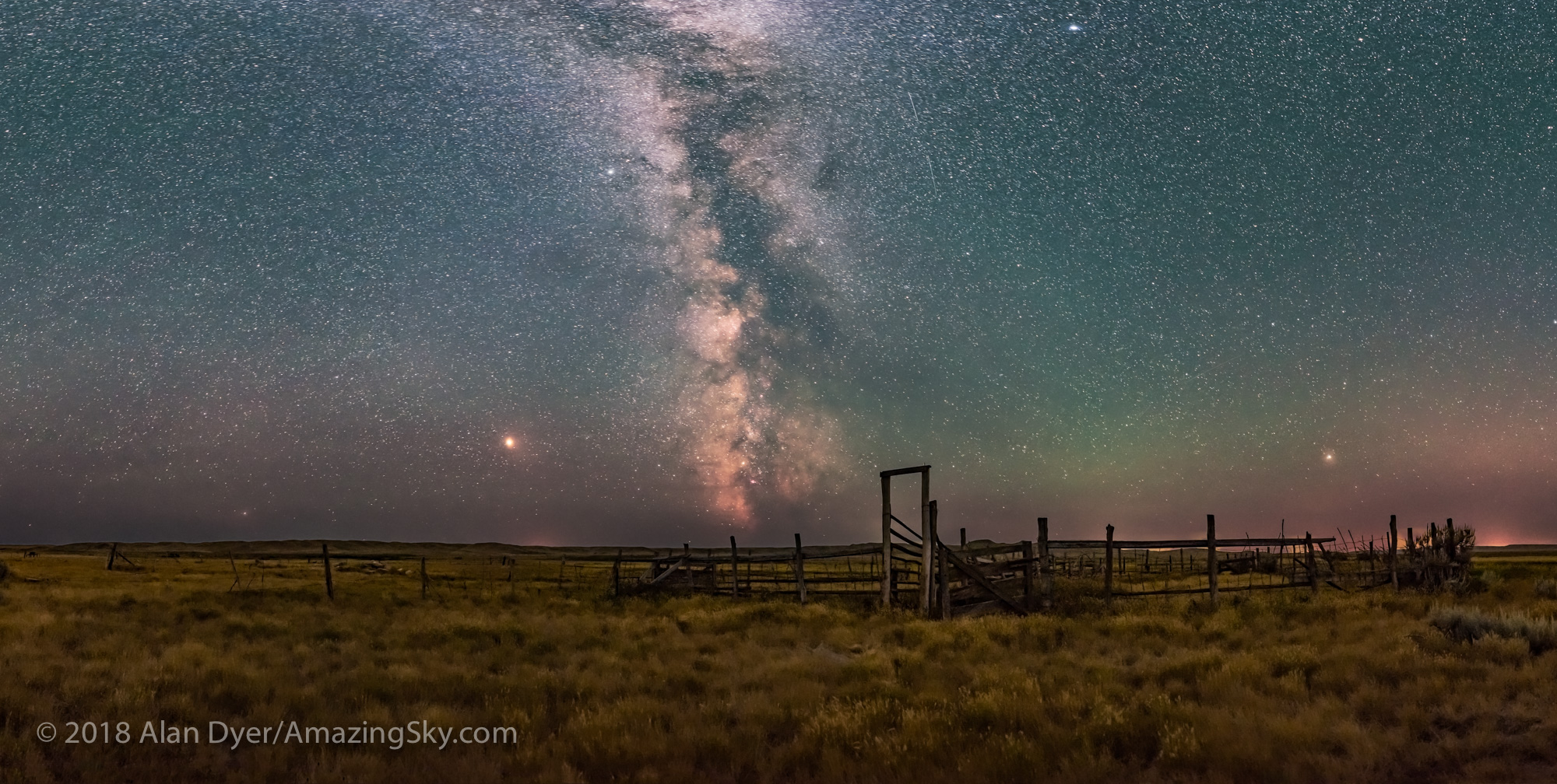 Milky Way Panorama at 76 Ranch Corral