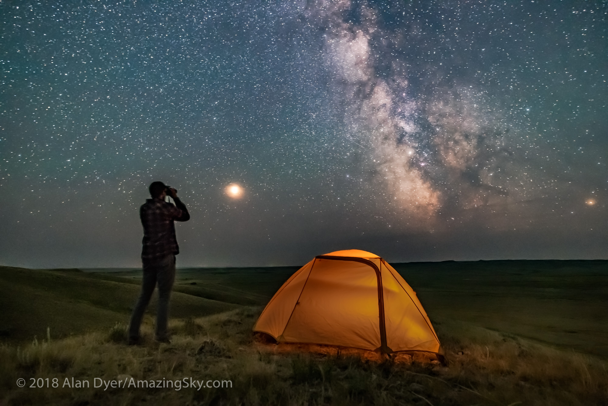 Gazing at the Milky Way in Grasslands National Park