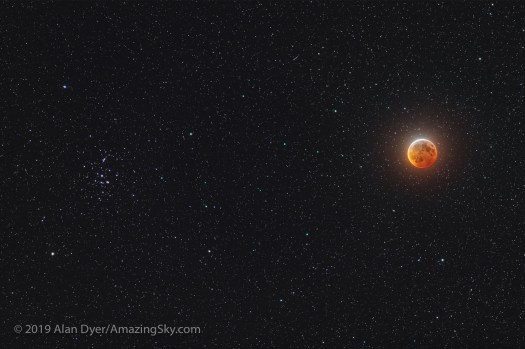 Eclipsed Moon Beside the Beehive