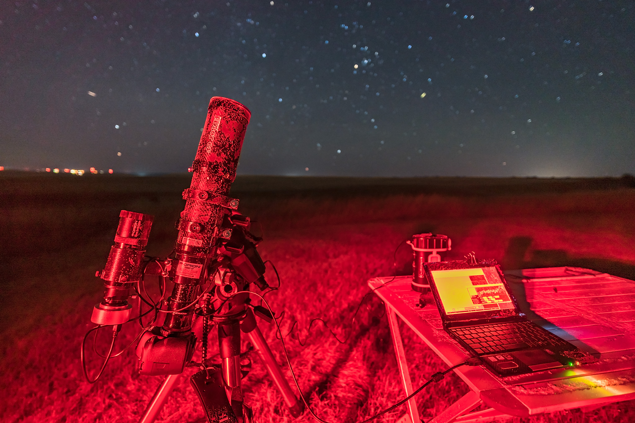 A Frosty Telescope Shooting Andromeda