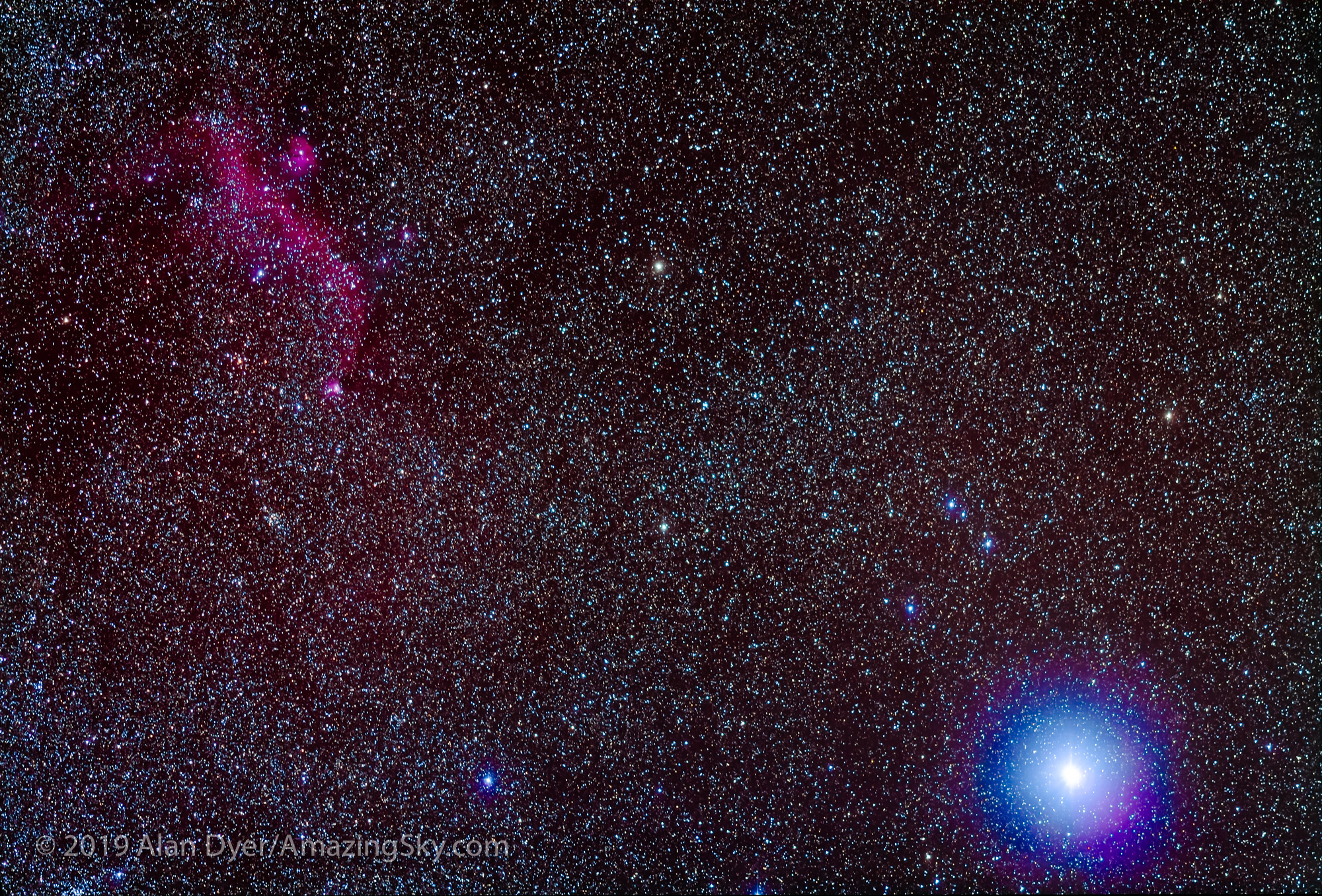Seagull Nebula and Sirius with 200mm