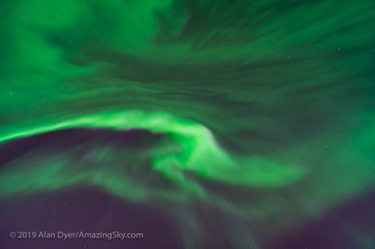 Auroral Swirls Overhed from the ms Trollfjord