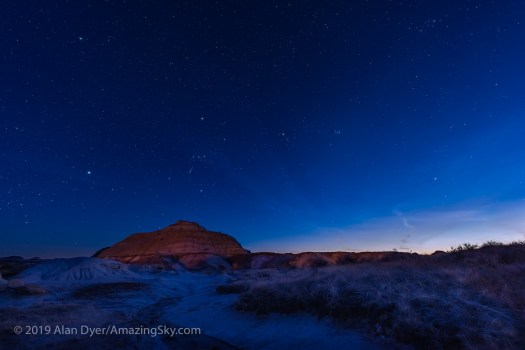 Winter Sky Setting in Twilight at Dinosaur Park