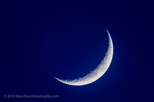 Four-Day-Old Moon in Blue Twilight