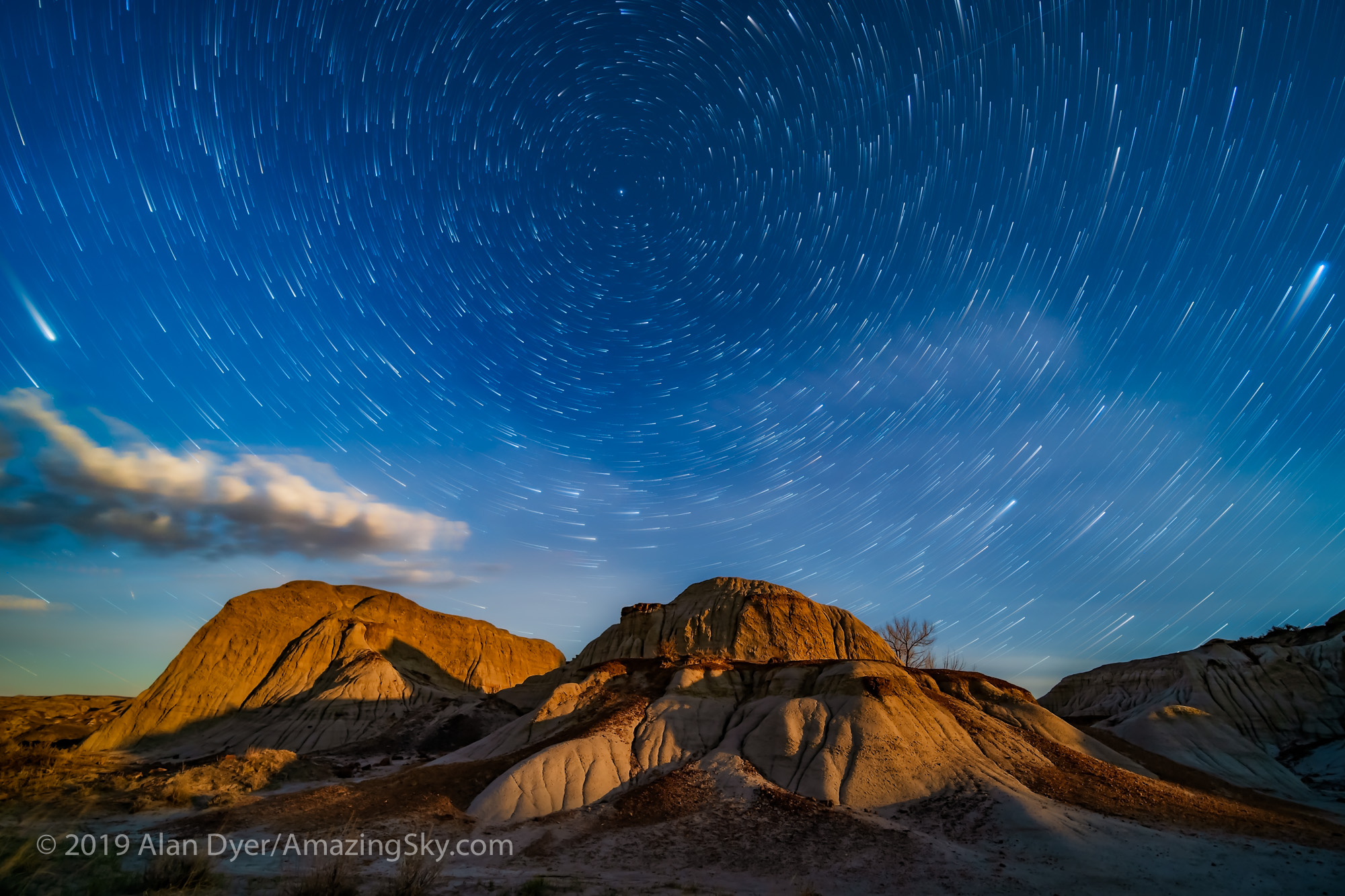 Moonrise Star Trails at Dinosaur Park