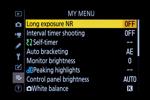 Nikon Z6-My Menu