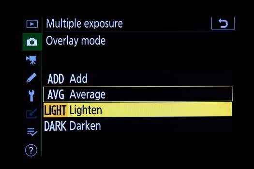 Z6 Menu - Multiple Exposures