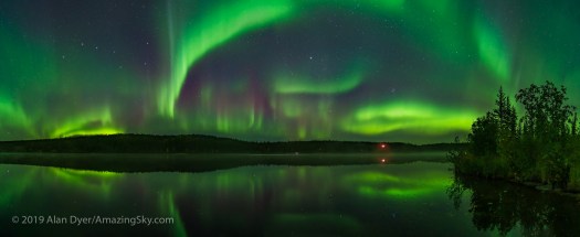 Aurora over Madeline Lake Panorama (Sept 7, 2019)